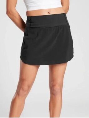 Athleta Run With It Skort Black 14” Athletic Skirt XS Built In Shorts